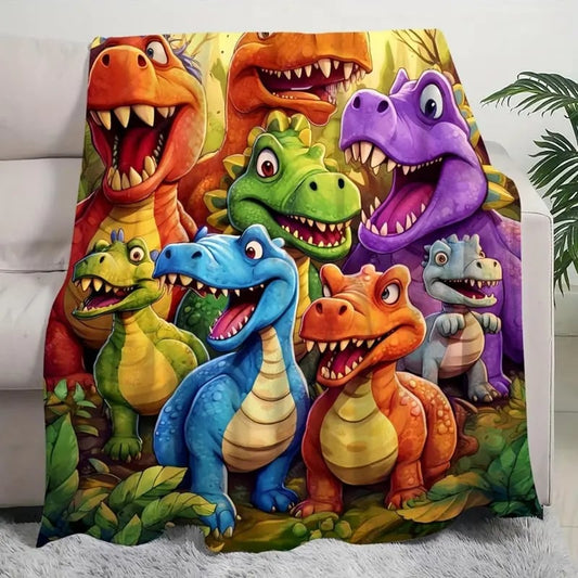 🎄🎅Cute smiling dinosaur flannel blanket