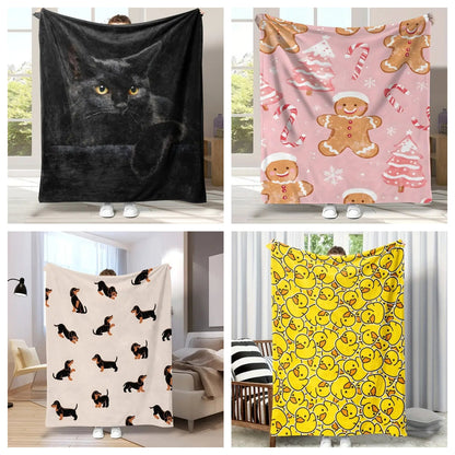 🎄🎅Cute smiling dinosaur flannel blanket