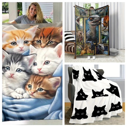 🎄🎅Cute smiling dinosaur flannel blanket