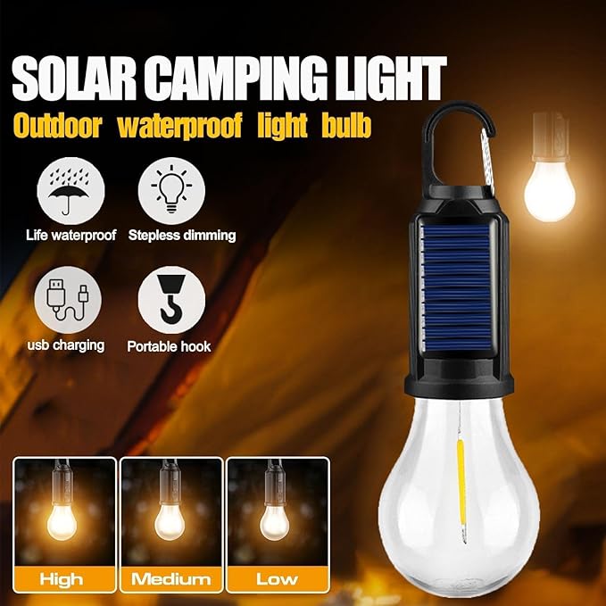 🔥Solar Tent Lights USB Rechargeable Led Camping Lantern