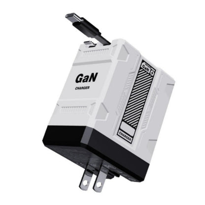 2-in-1 GaN PD3.0  Charger with Retractable Cables(Plug specifications: US standard plug)