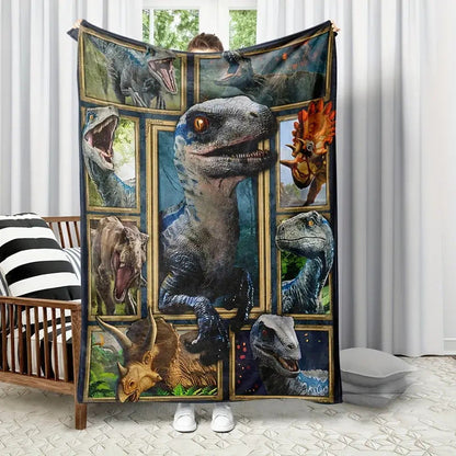 🎄🎅Cute smiling dinosaur flannel blanket