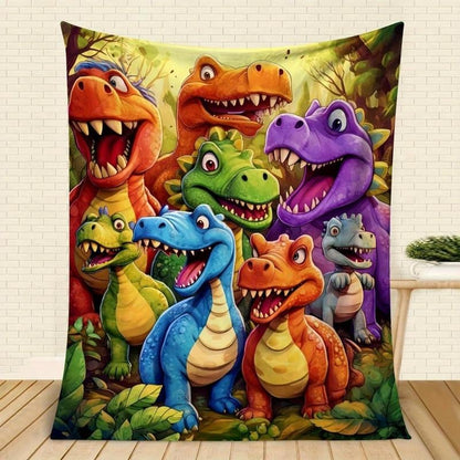 🎄🎅Cute smiling dinosaur flannel blanket